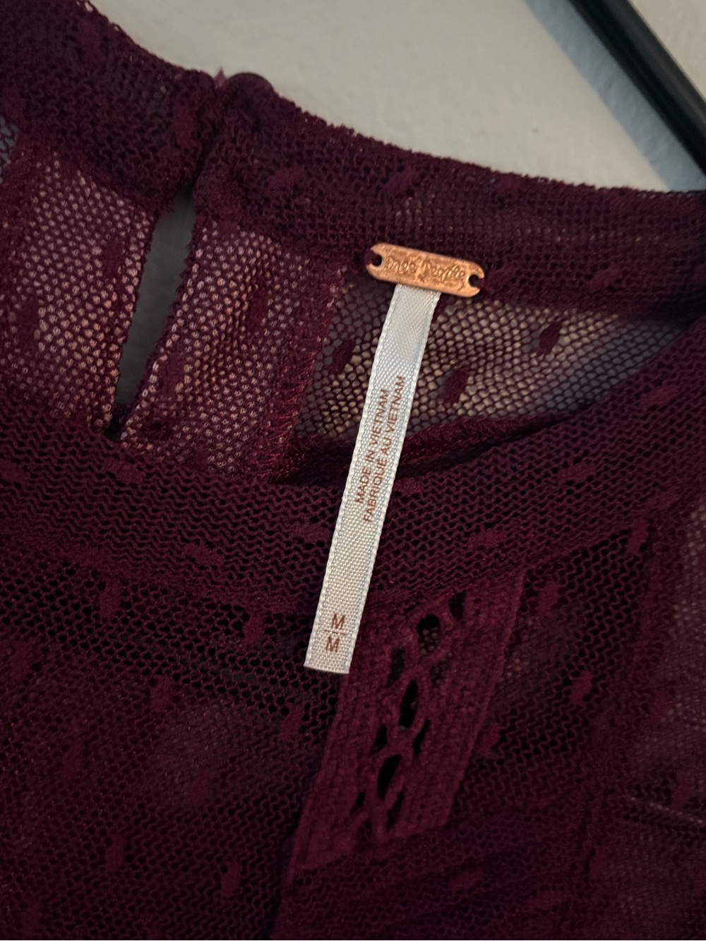 Free People Lace Mesh Sleeveless Top in Burgundy - Picture 2 of 5